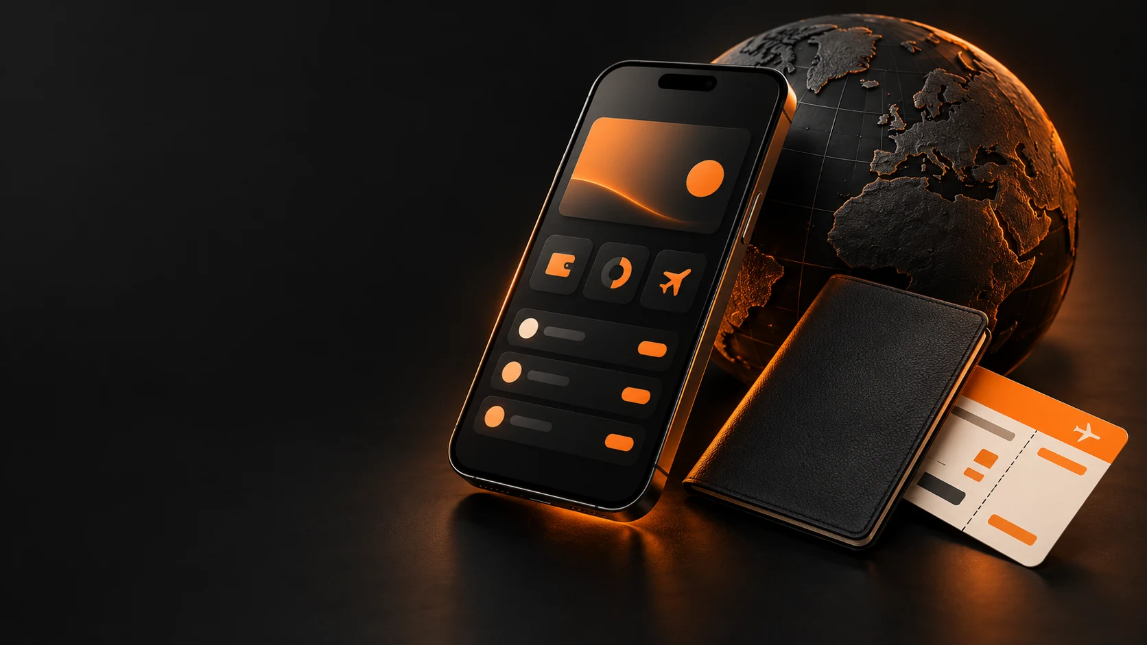 Телефон, глобус, паспорт и посадочный талон - покупки и путешествия с Antarctic Wallet